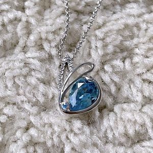 Statement Collection Heart Cut Aquamarine Sterling Silver Blue Heart Necklace